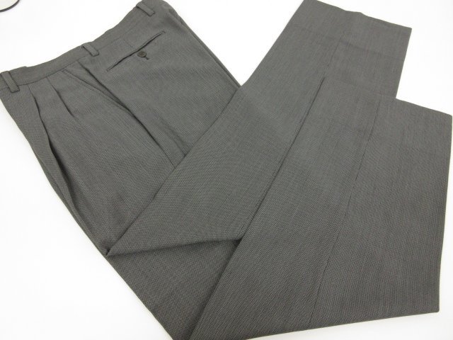 HH 【ジョルジオアルマーニ GIORGIO ARMANI】 ウール素材 ダブル4ボタン スーツ (メンズ) size48REG グレー 織柄 イタリア製 ■28RMS7576_画像3