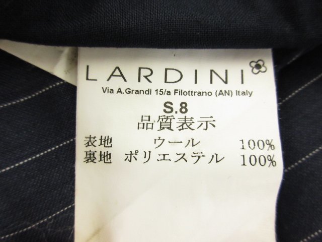 【LARDINI ラルディーニ】 シングル3ボタン段返り スーツ (メンズ) size48REG ネイビー系 ストライプ イタリア製 JI801AQ ■27RMS7592_画像10