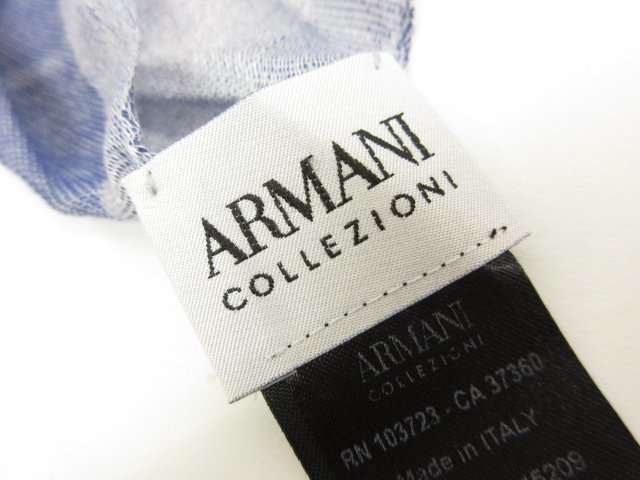  beautiful goods [ Armani koretsio-niARMANI COLLEZIONI] logo design! thin large size stole muffler ( men's ) navy series #10ME6333#