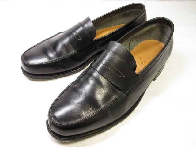 HH 美品 【ジョンロブ JOHN LOBB】 レザー コインローファー スリッポン 紳士靴 (メンズ) size7E3198 ブラック 黒 ■18MZA4584■_画像1