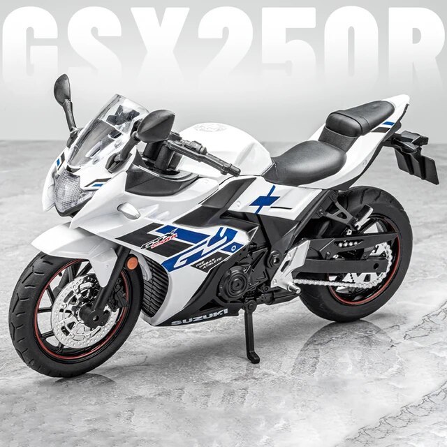 価格調整 完成品 バイク ミニカー 合金 1/12スケール SUZUKI GSX250R スズキ オートバイ 可動 ホワイト サウンド ライト G119の画像1