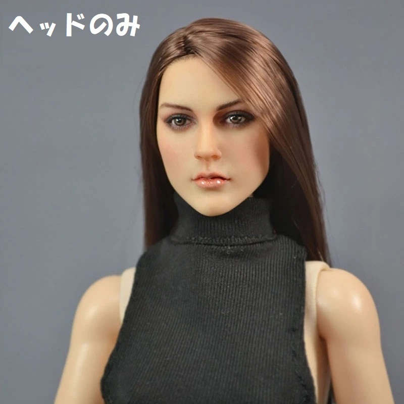 * 1/6 action figure all-purpose custom exchange head 1/6 woman foreign person beautiful person Brown long hair -* 12 PVC face figure G064