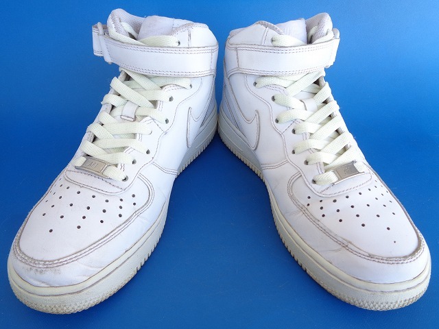 13446■17年製 NIKE AIR FORCE1 MID ナイキ エア フォース ミッド 白 ホワイト 23.5 366731-100_画像4