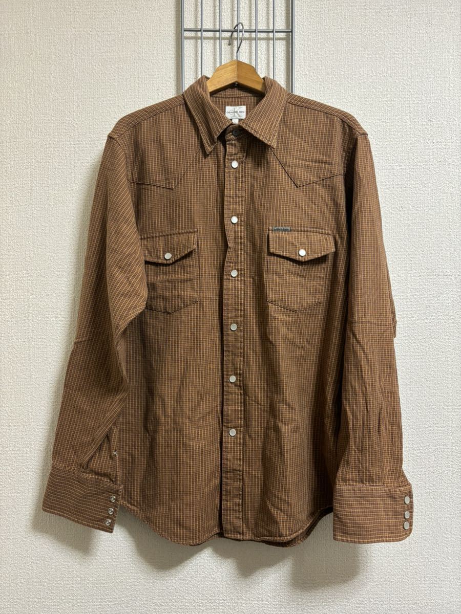 [Calvin Klein Jeans] Calvin Klein flannel shirt light brown group L Y2329