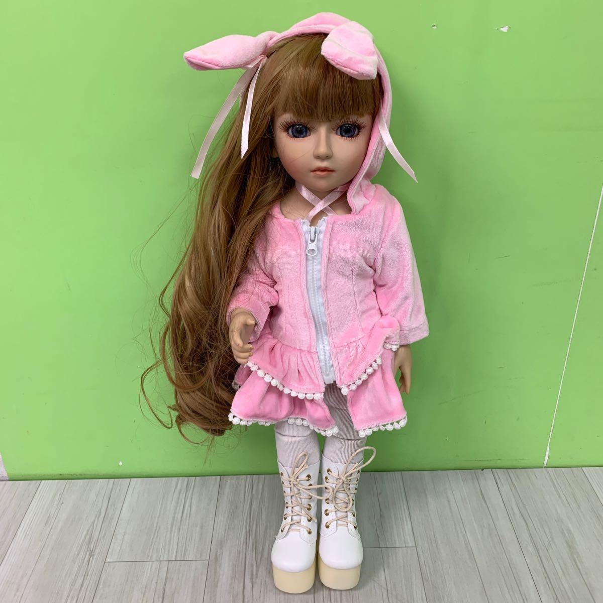 NPK ファッションガールズ 18インチ 45cm ドール 人形　女の子　ピンク　ロングヘアー　シリコン　リボーンドール　抱き人形_画像1