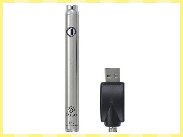 ベイプ 電子タバコ 510規格 シルバー Vape リキッド 可変電圧 USB充電 CBDオイル用 380mAh 100mmx11mm 即起動 [2707:jungle]_画像1