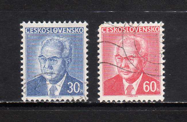 191166 チェコスロヴァキア 1975年 フサーク大統領 2種完揃 使用済_画像1