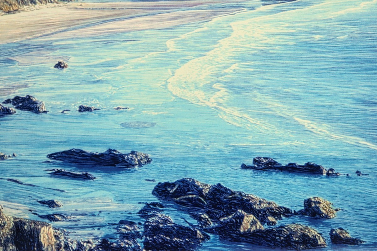 真作 デイビッド・ガエーゴス シルクスクリーン「オレゴンコースト」画寸 49×33cm 長く続く太平洋の海岸線の雄大な眺めは比類なき美 8509_画像5