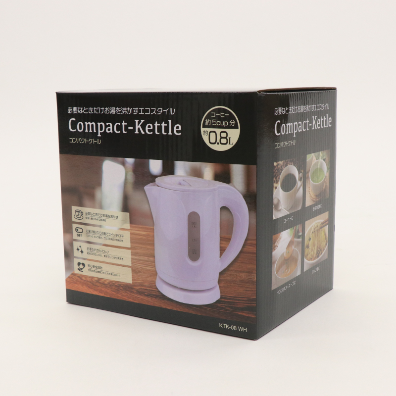 【処分品】ケトル 0.8L コンパクト 電気ケトル 湯沸かし器 簡単 空焚き防止機能 沸いたらオフ お茶 コーヒー KTK-08 ホワイト ポット_画像9