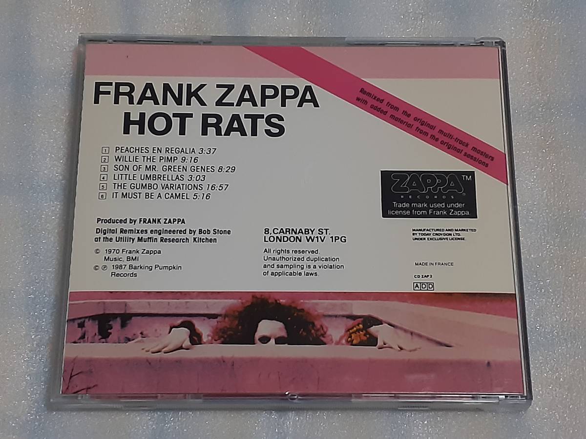 FRANK ZAPPA/HOT RATS 輸入盤CD US FUSION JAZZ ROCK AVANTGARDE 69年作 87年リミックス_画像4