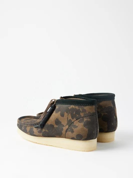  Clarks wala Be boots black khaki floral UK10