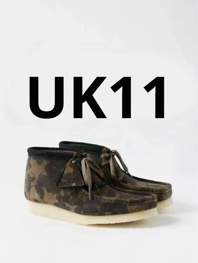 クラークス ワラビー ブーツ ブラック カーキ フローラル UK11_画像1