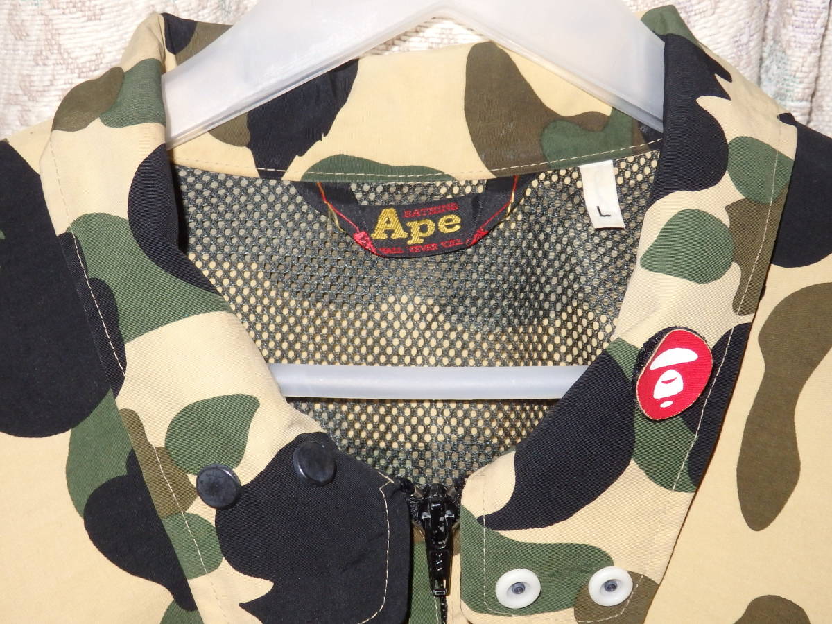 A BATHING APE　エイプ　90年代　カモフラ　コーチジャケット　L　迷彩　イエローカモ　ビンテージ_画像8