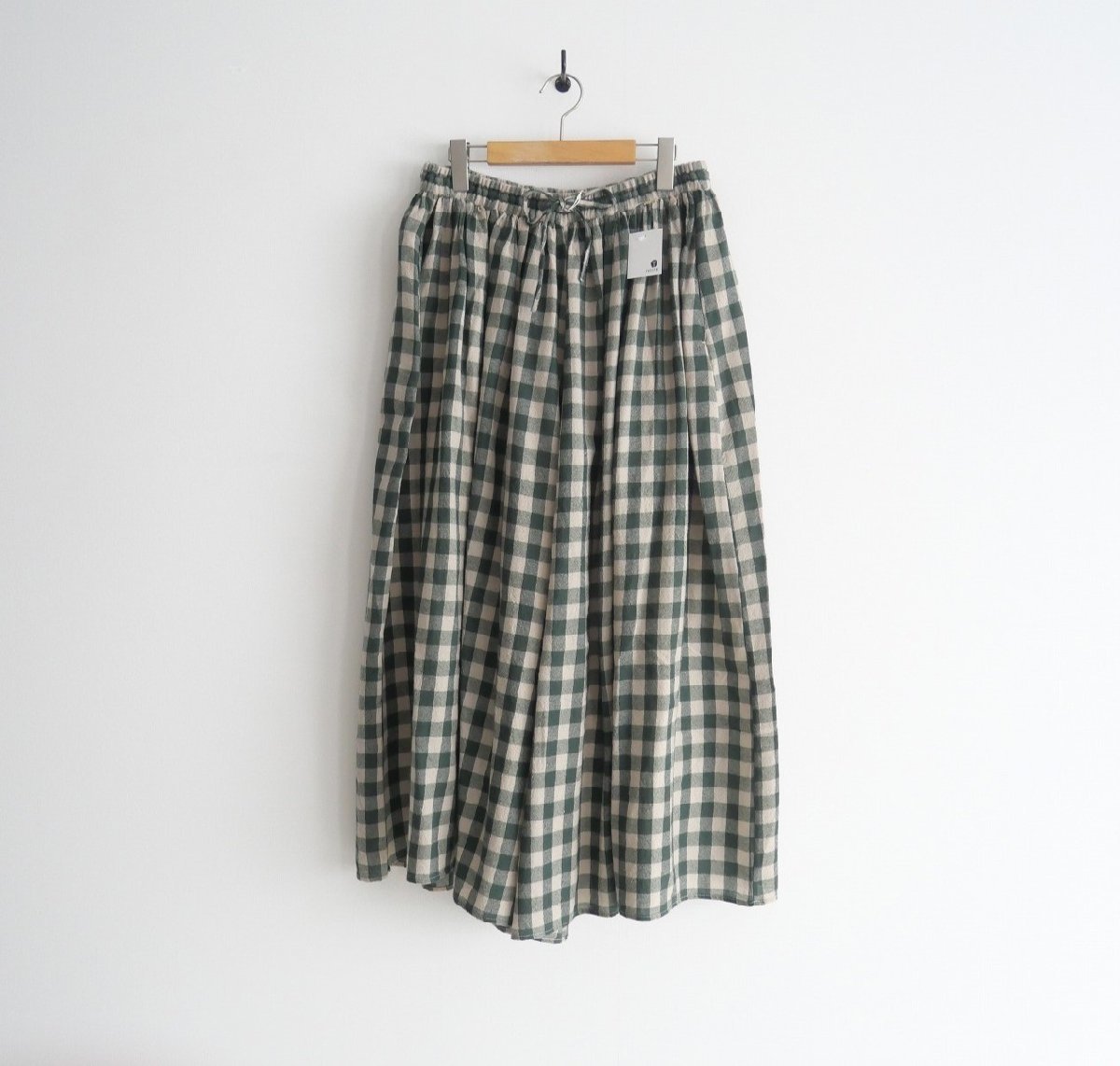 2023AW / 未使用 / maison de soil メゾンドソイル / BOILED WOOL BIG GINGHAM CHECK GATHERED CULOTTES キュロット 2 / 2401-0512_画像1