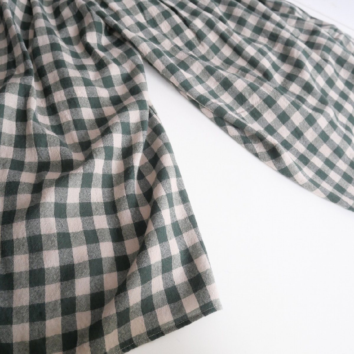 2023AW / 未使用 / maison de soil メゾンドソイル / BOILED WOOL BIG GINGHAM CHECK GATHERED CULOTTES キュロット 2 / 2401-0512_画像6