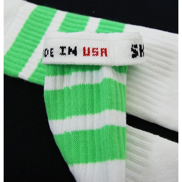 SkaterSocks ロングソックス 靴下 男女兼用 ソックス Knee high White tube socks with Neon Green stripes style 1(22インチ)_画像3