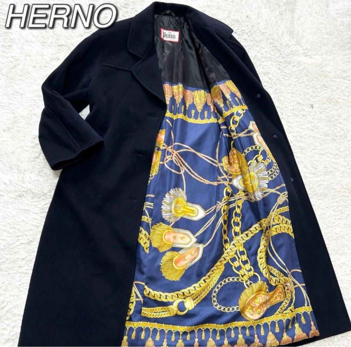 美品】ヘルノ ロングコート カシミヤ100% シルク裏地総柄|Yahoo 美品】ヘルノ ロングコート カシミヤ100% シルク裏地総柄|Yahoo