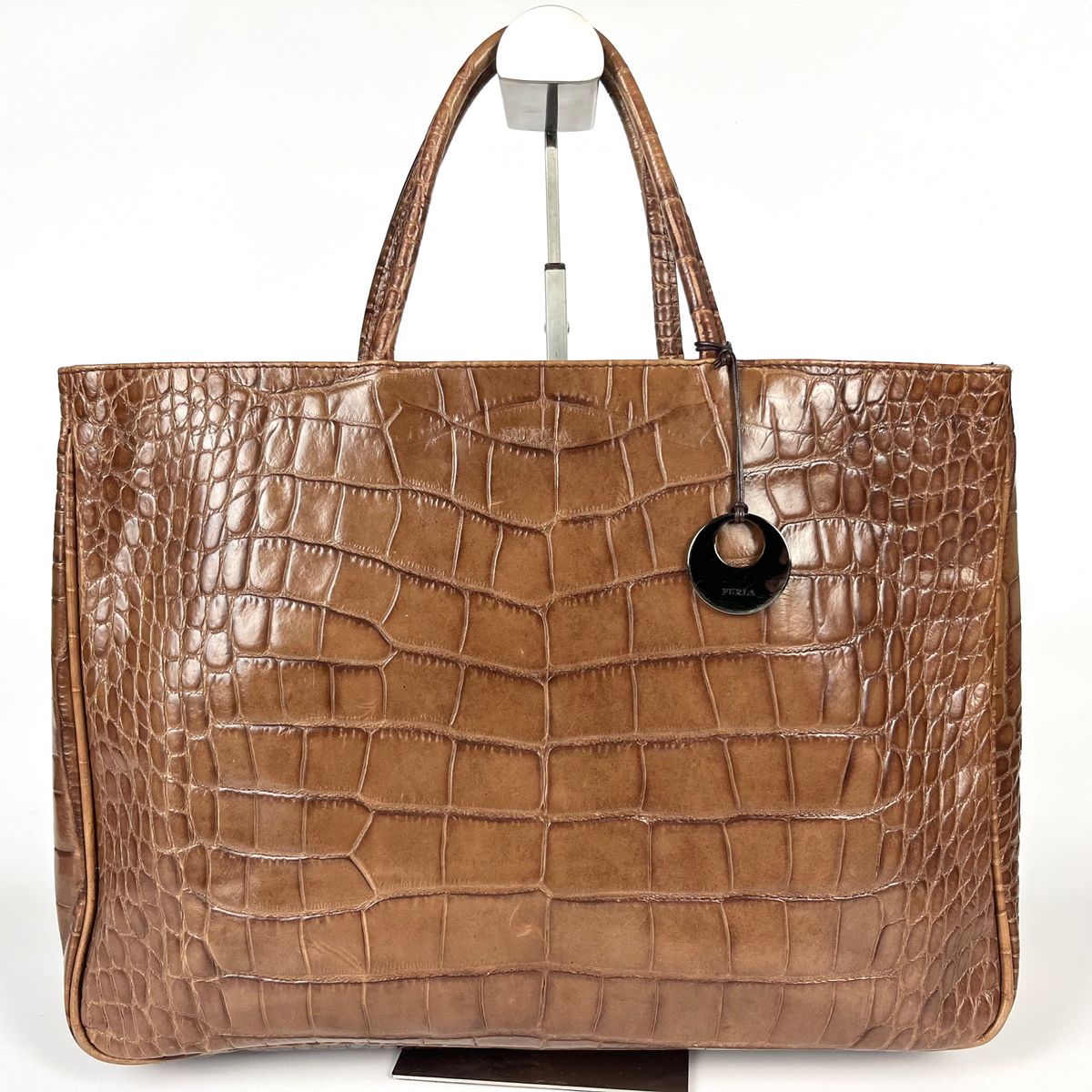 FURLA フルラ クロコ型押し 2way レザー トートバッグ FURLA フルラ クロコ型押し 2way レザー トートバッグ
