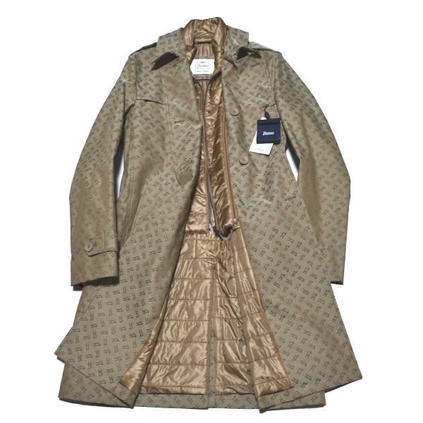 【新品】送料無料 HERNO ヘルノ 国内正規 イタリア製 高級トレンチコート 50(L~LLサイズ程度)圧巻の総ロゴ柄 パディング着脱可 8719