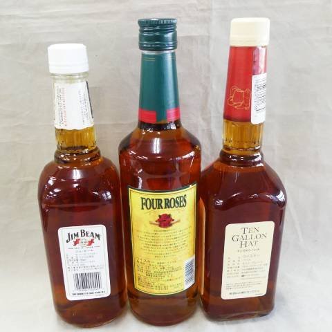 ＪＩＭ ＢＥＡＭ　ジンビーム/ＦＯＵＲ ＲＯＳＥＳ/ＴＥＮ ＧＡＬＬＯＮ ＨＡＴ　テンガロンハット　3本セット　バーボン　700ｍｌ_画像2