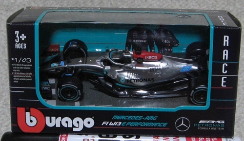  BBurago 1/43 Mercedes *W13E #63 G. russell 2022