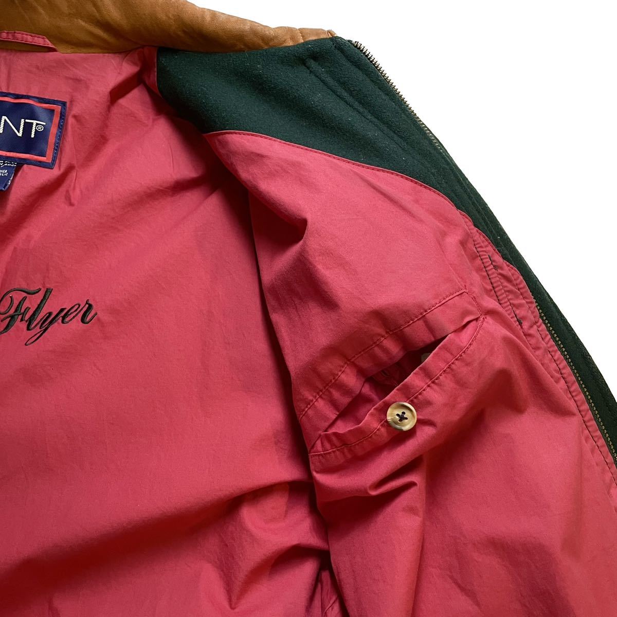 90s Vintage Leather Stadium Jacket レザー ウール スタジャン 本革 袖レザー ジャケット ブルゾン ヴィンテージ ビンテージ チンスト_画像6