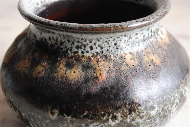  Германия из Vintage керамика. ваза ваза для цветов Art pottery Fat Lava цветок pot один колесо .. цветок основа Mid-century _ig3679