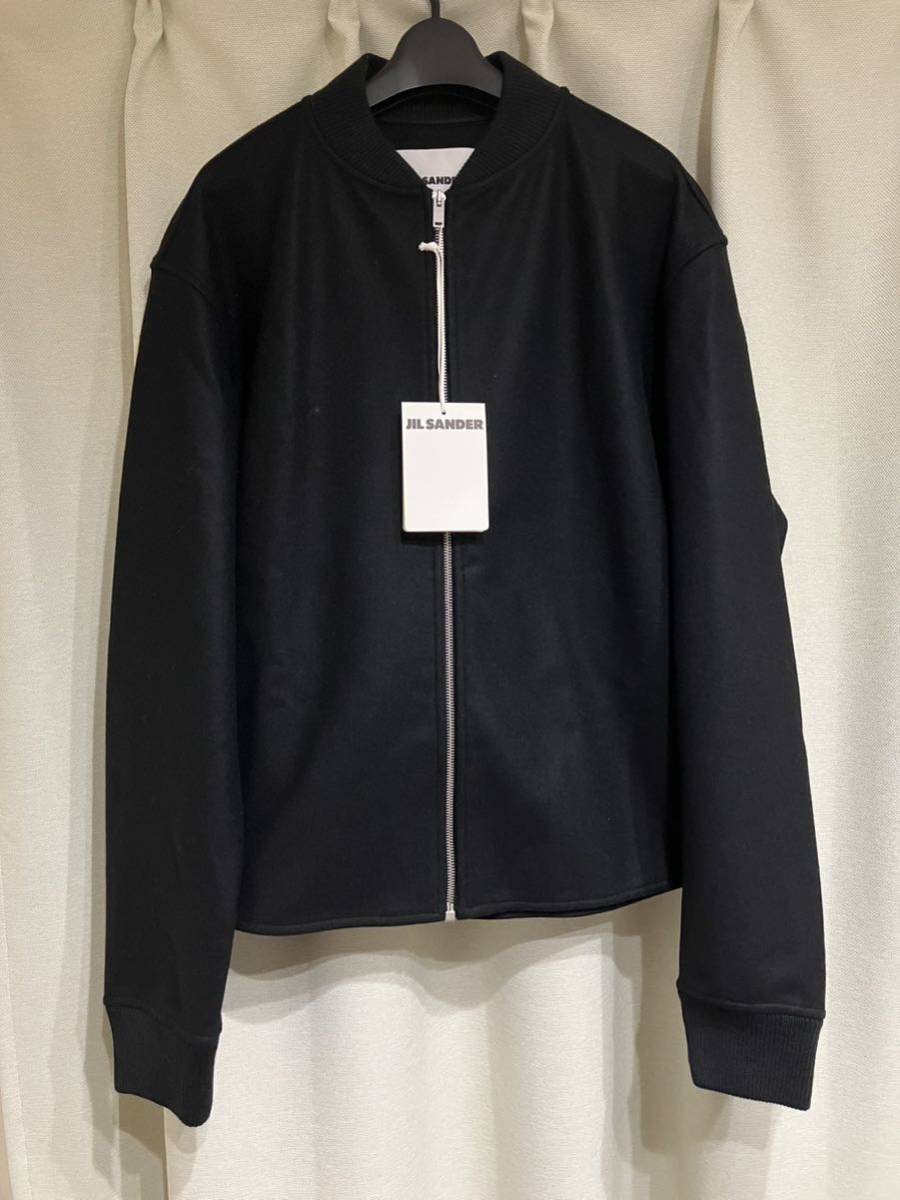 JIL SANDER 23AW Zip выше блузон черный шерсть земля размер 46 Jil Sander 