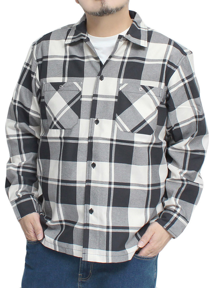 【新品】 3L スミクロ [GENUINE Dickies] チェックシャツ メンズ 大きいサイズ ツイル ロゴ 刺繍 プリント ワークシャツ_画像1