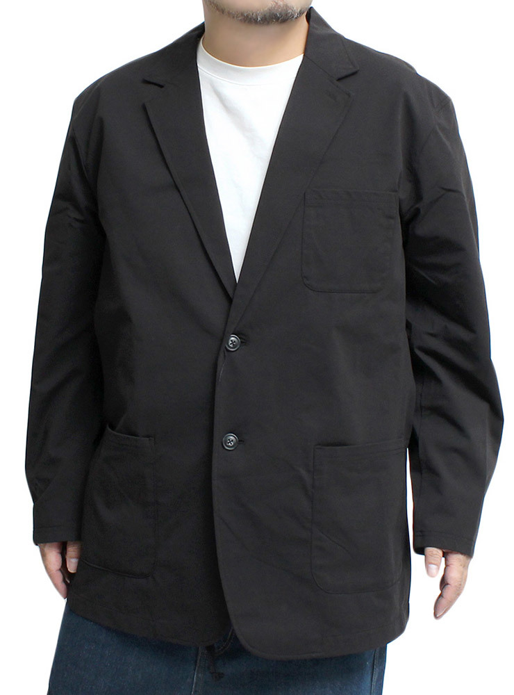 【新品】 5L ブラック テーラードジャケット メンズ 大きいサイズ ドライ ストレッチ 薄手 2B ジャケット