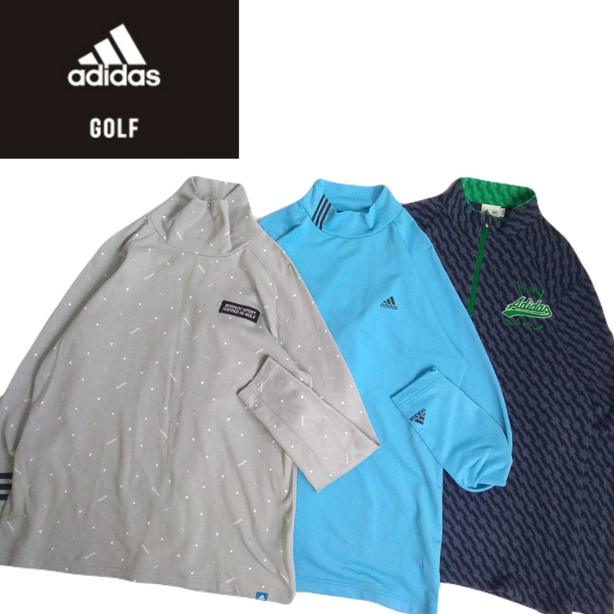 特大O 豪華3点 adidas golf 蓄熱保温 ストレッチ 長袖シャツ モックネック インナー メンズ アディダス ゴルフウェア テーラーメイド240177_画像1