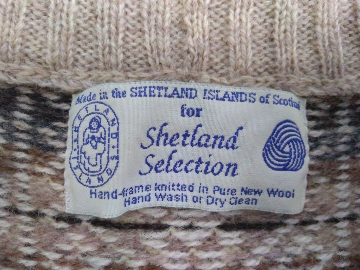 デッドストック 70s 80s スコットランド製 shetland island ノルディック メタルボタン ハンドニット ウールニットベスト セーター 2401201_画像5
