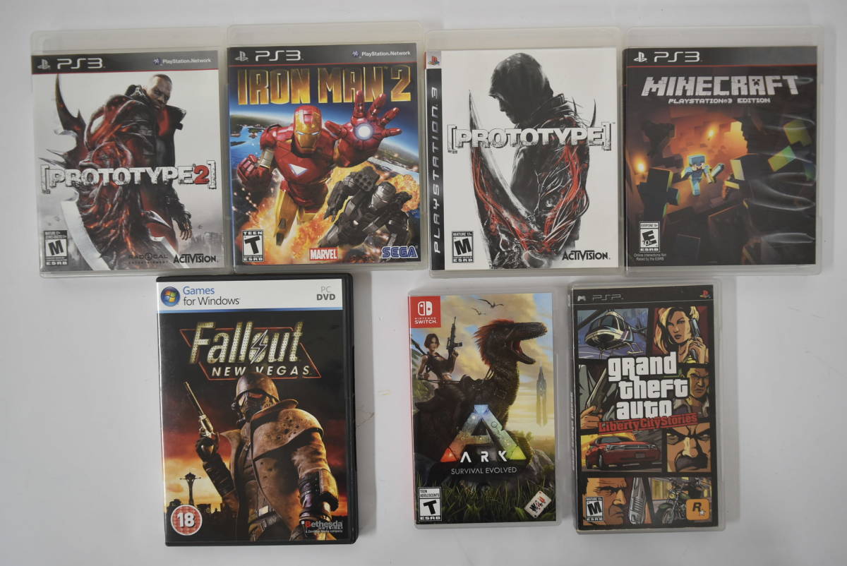 21S 【中古品】 海外版ソフト 16本セット Nintendo Switch PS3 PS4 PC MINECRAFT ARK HUNT DEAD BY DAYLIGHT IRON MAN2 Fallout PROTOTYPE_画像2