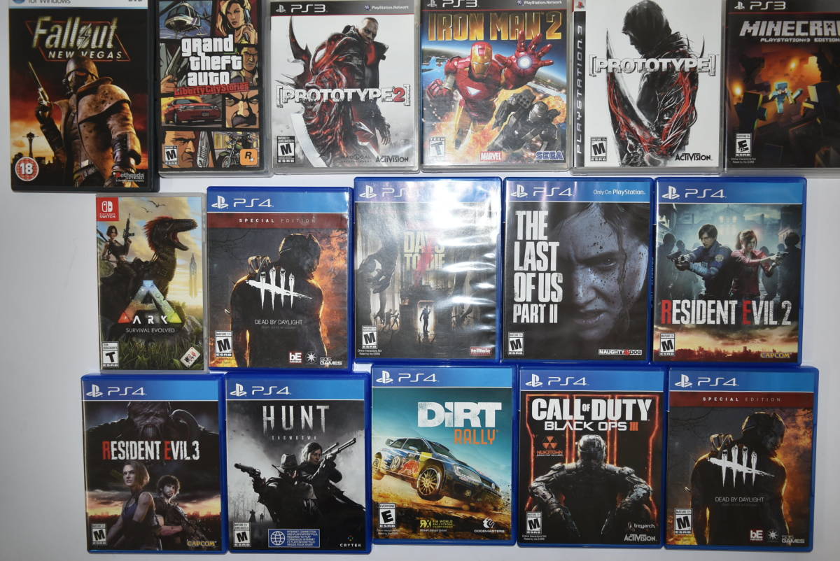 21S 【中古品】 海外版ソフト 16本セット Nintendo Switch PS3 PS4 PC MINECRAFT ARK HUNT DEAD BY DAYLIGHT IRON MAN2 Fallout PROTOTYPE_画像1