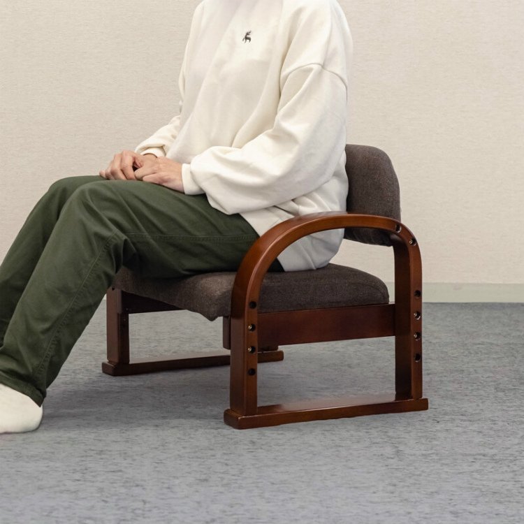 座椅子 椅子 ロータイプ 立ち上がり補助 チェア 座いす 肘掛付き 木製 肘付き 高齢者 お年寄り 和室 ローチェア 補助 フラワー柄_画像4