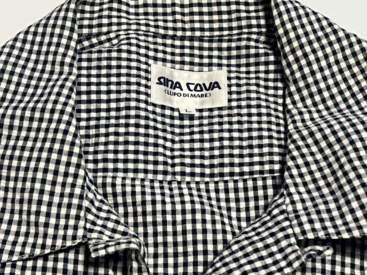 SINA COVA シナコバ　ギンガムチェック　刺繍　ワッペン　半袖　シャツ　L_画像4