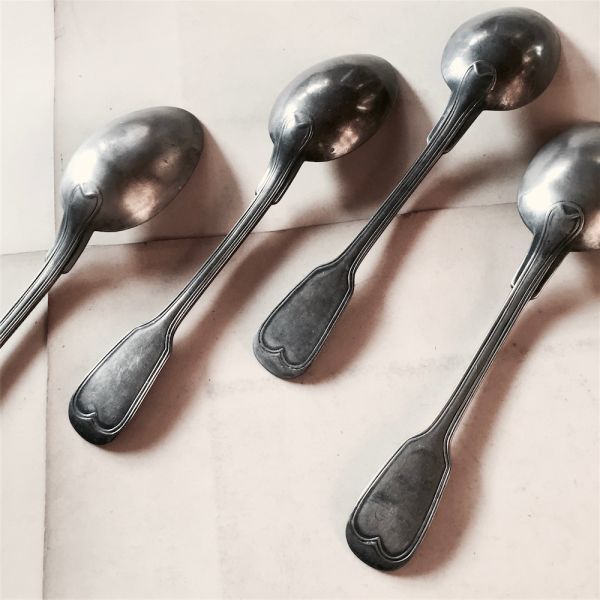  France antique e tongue direct line . bending line . large spoon pyu-ta-. silver silver cutlery tina- Cafe Vintage 