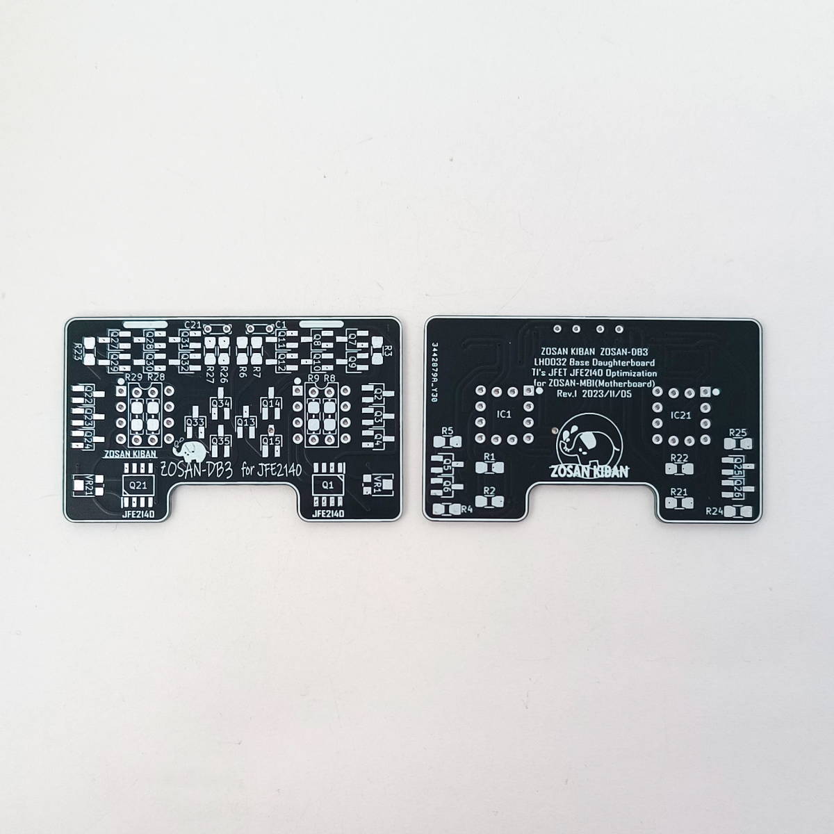 [ZOSAN-DB3]ヘッドホンアンプ電子工作基板ZOSAN-MB1専用ドーターボード(LH0032再現基板JFET:JFE2140):管理番号2/13_発送する基板(表と裏)