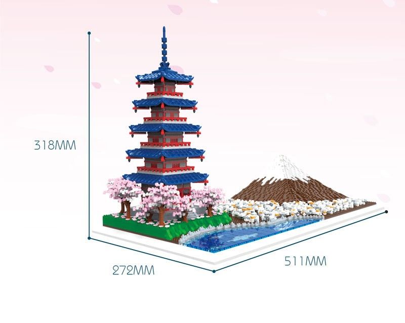 【即日発送】★富士山・五重塔・桜★ナノブロック互換★6500PCS★高さ32cm