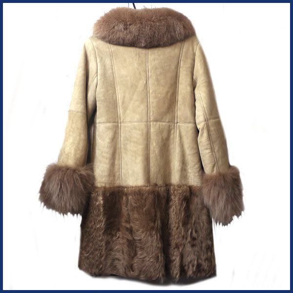 beautiful goods Grace Class GRACECLASS fox fur × sheep leather duffle coat 36 light beige [317077]