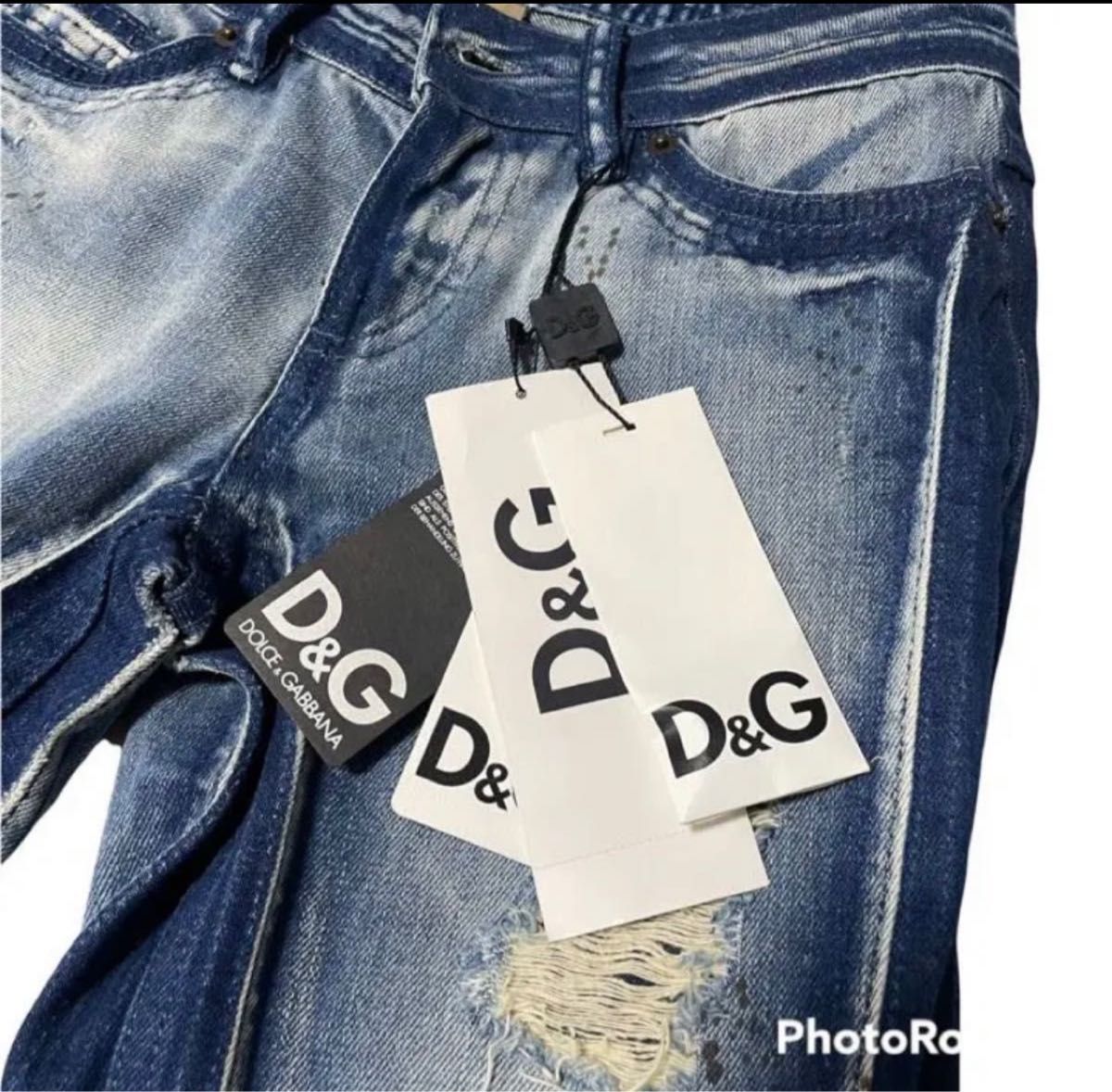 DOLCE＆GABBANA　ドルチェ&ガッバーナD&G　ドルガバ　usedダメージ加工　切り替えジーンズ