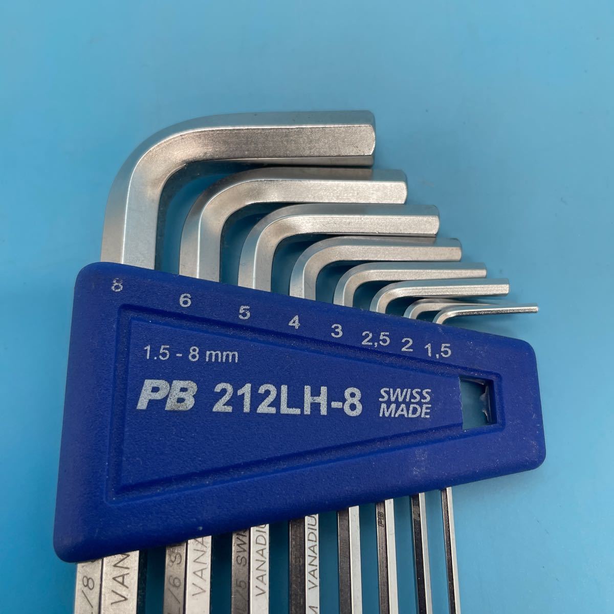 ク) PB スイスツールズ　L形　ポール付 ロング 六角棒レンチセット　212LH-8 8本組　1.5-8mm 管理tk 送料185円_画像2