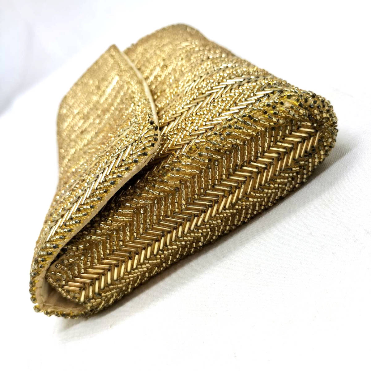  Showa Retro beads bag clutch bag gold group BRITISH HONG KONG outing . equipment Japanese clothes Vintage antique 