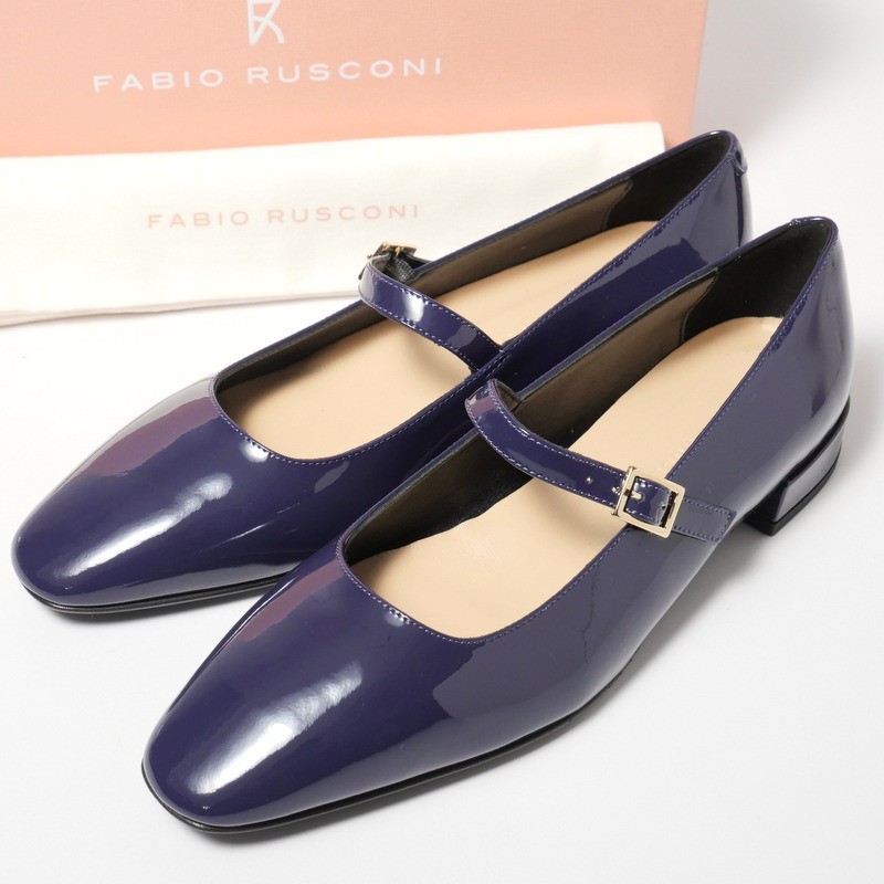 TG8979*《未使用》ファビオルスコーニ Fabio Rusconi*36(23cm相当)*パテントレザー*メリージェーン*ストラップパンプス*シューズ*F-5902*紫_画像1