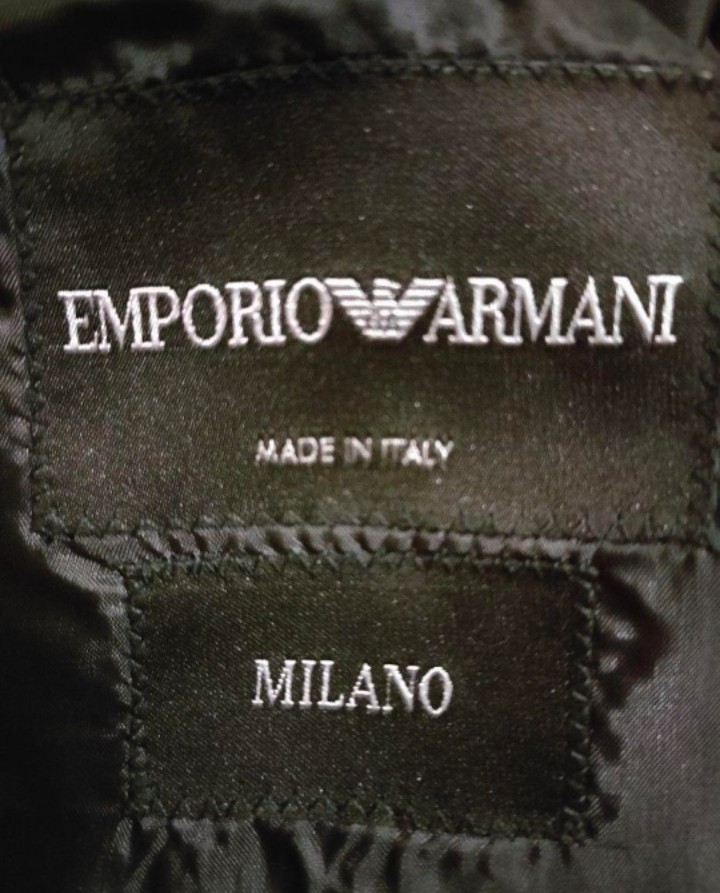未使用　エンポリオアルマーニ　EMPORIO ARMANI　スーツ　MILANO LINE　セットアップ　ダブル　チャコールグレー　木目調　50サイズ_画像6