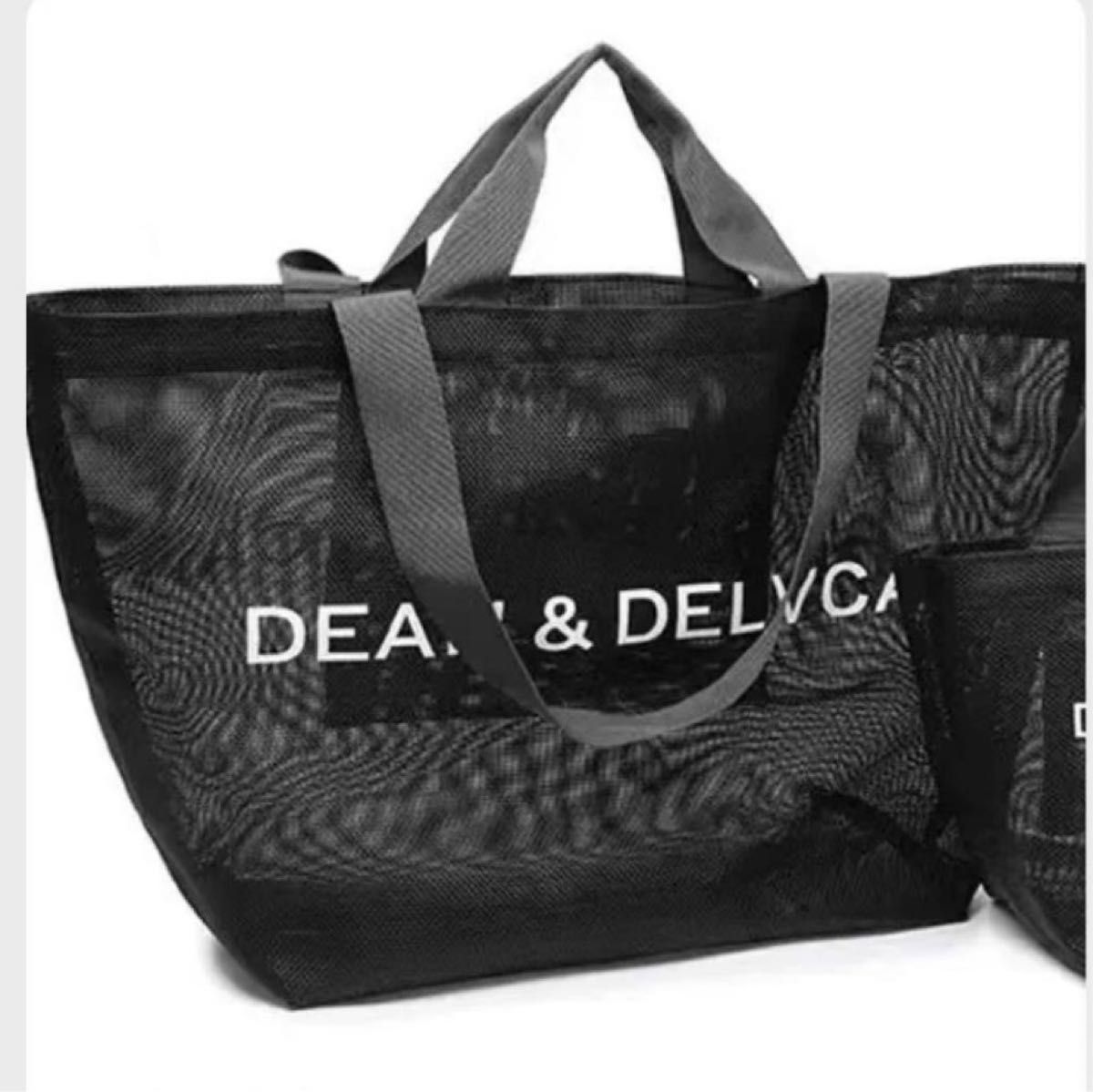 DEAN&DELUCA ディーン&デルーカ メッシュトートバッグ 黒　L