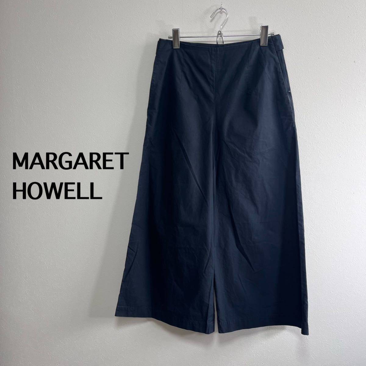 マーガレットハウエル　パンツ　MHL MARGARET HOWELL コットンパンツ　ネイビー　M 紺　クロップドパンツ レディース　2_画像1