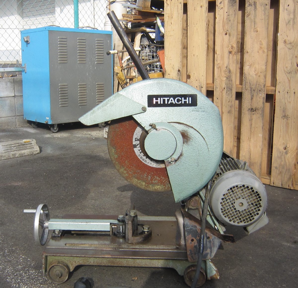 【中古品】日立 HITACHI 高速切断機 CC16SB 予備砥石・ベルト付 外径405mm×穴25.4mm 3相200V 2.2kw 高速カッター 強力カッター 鉄工 切断_画像1