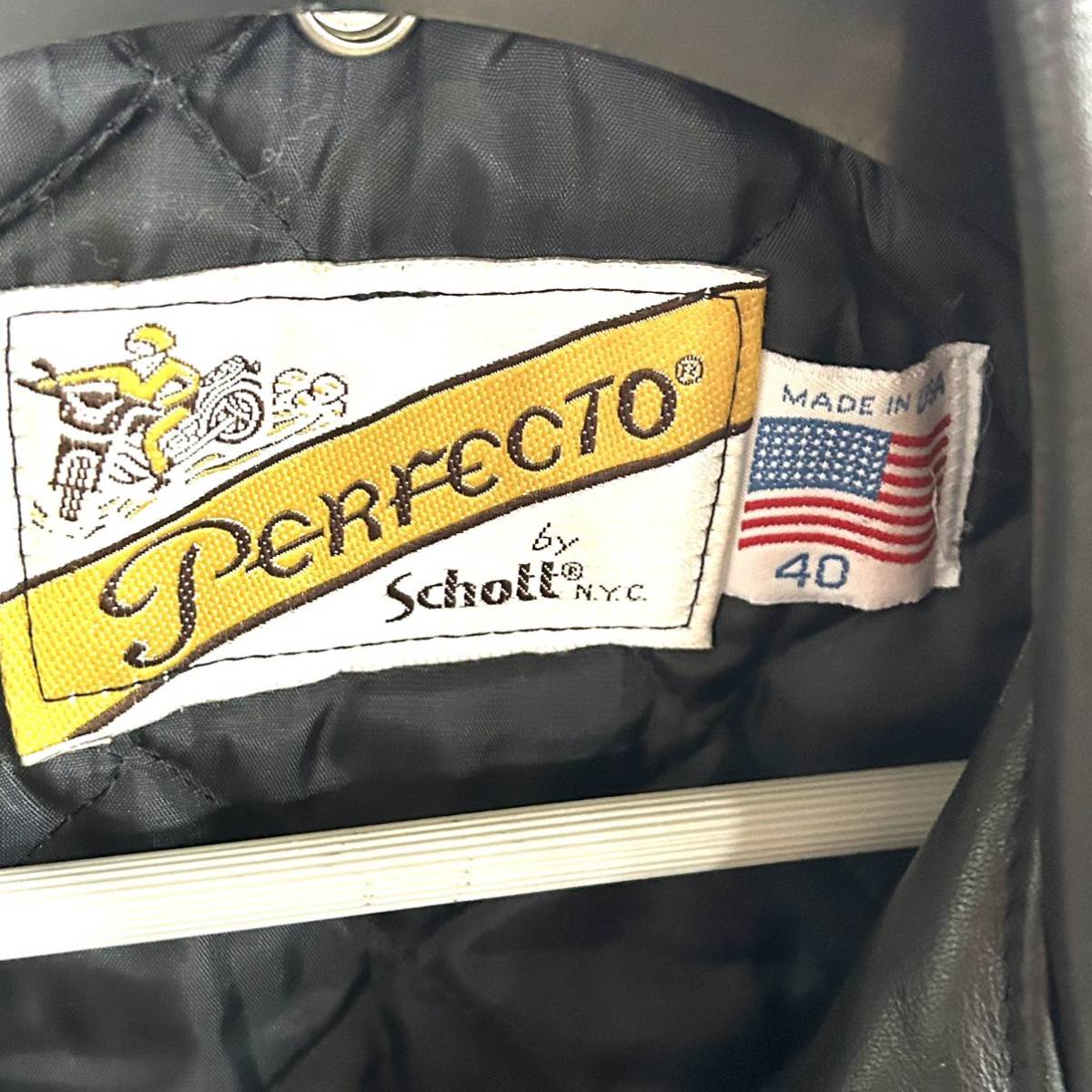 PERFECTO by Schott パーフェクトバイショット ダブルライダース レザージャケット 40 メンズL相当 ブラック USA製 (B2579)_画像4