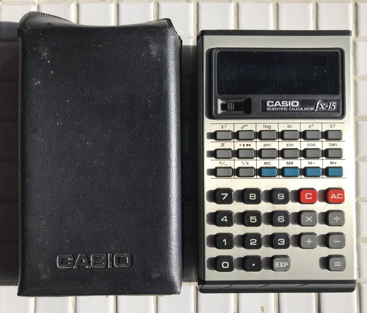 [ operation verification settled ]CASIO scientific calculator fx-15 operation verification settled case attaching .1975 year Casio fluorescence tube calculator calculator retro calculator retro consumer electronics Showa Retro that time thing 